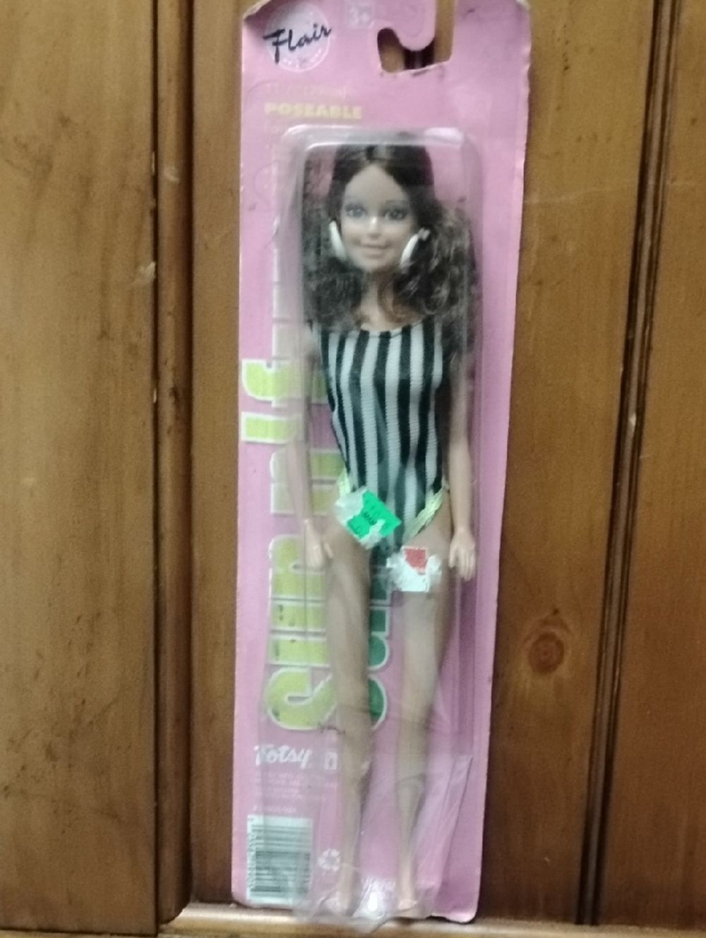 Flair Posable Doll in Black & White Striped Swimsuit